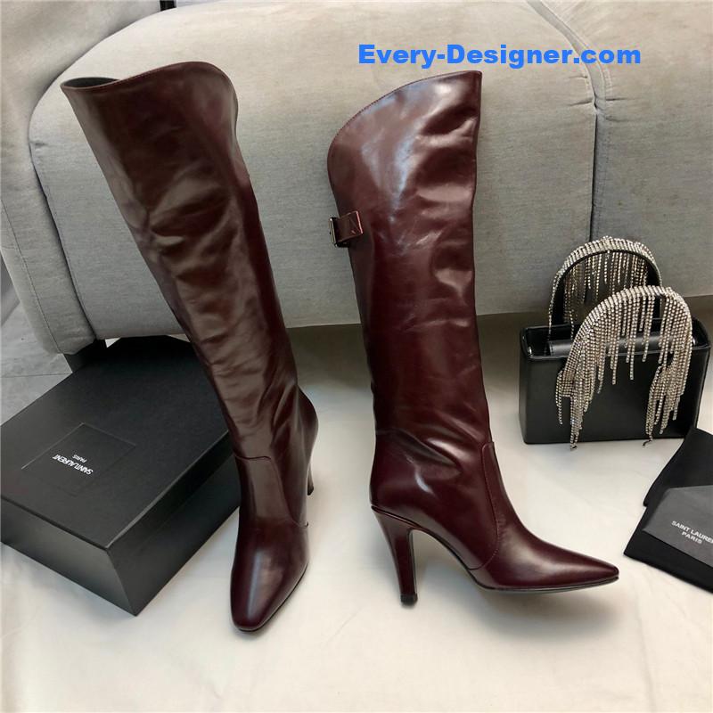 Sa1nt Lau*nt brown over-the-knee boots