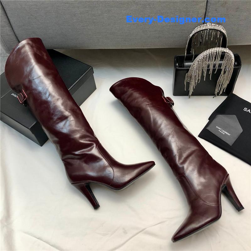 Sa1nt Lau*nt brown over-the-knee boots