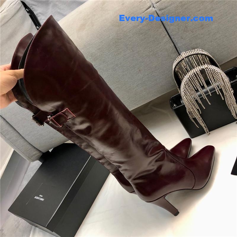Sa1nt Lau*nt brown over-the-knee boots