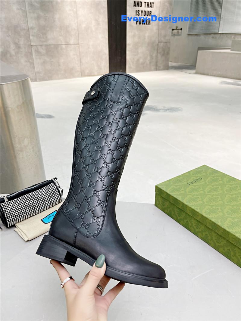 Gvc*1 women’s slim horsebit boot in black gg leather