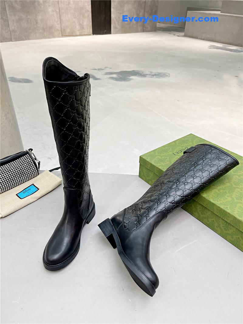 Gvc*1 women’s slim horsebit boot in black gg leather