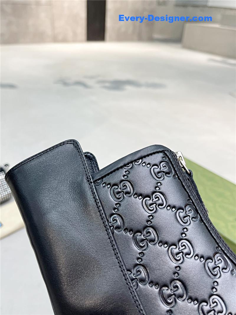 Gvc*1 classic cowhide printed embossed ankle boots