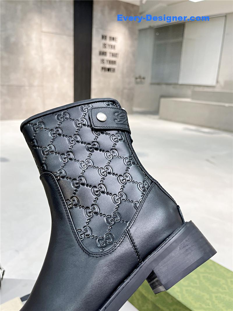 Gucci GG Monogram Leather Boots