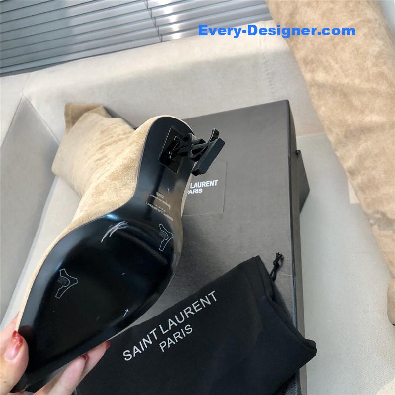 Y51 letter heel pointed toe high heel boots