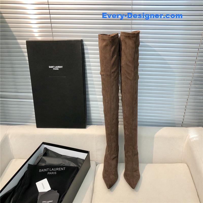 Y51 letter heel pointed toe high heel boots