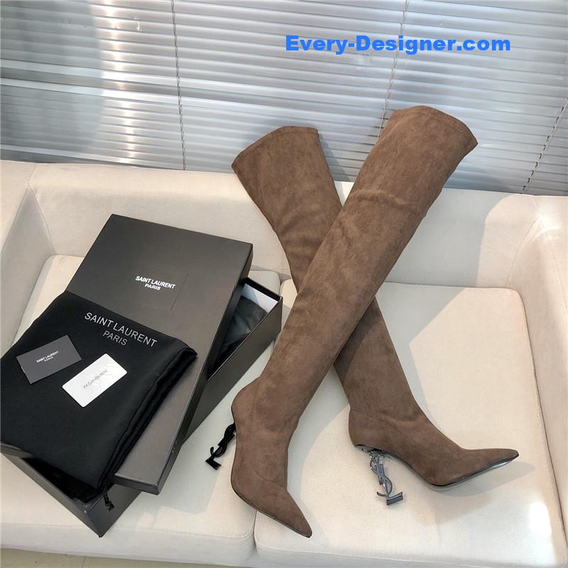 Y51 letter heel pointed toe high heel boots