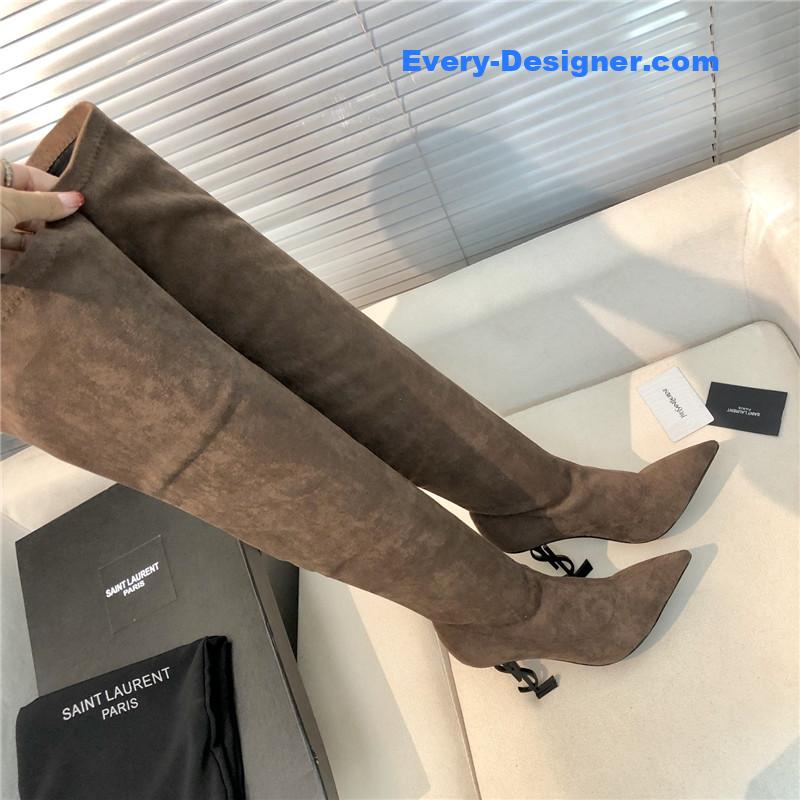 Y51 letter heel pointed toe high heel boots