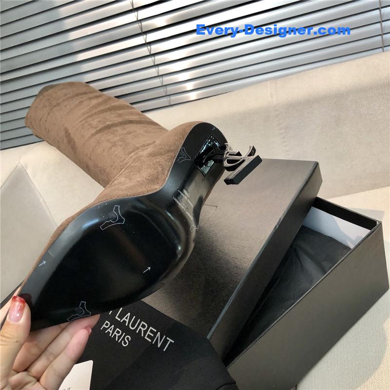 Y51 letter heel pointed toe high heel boots