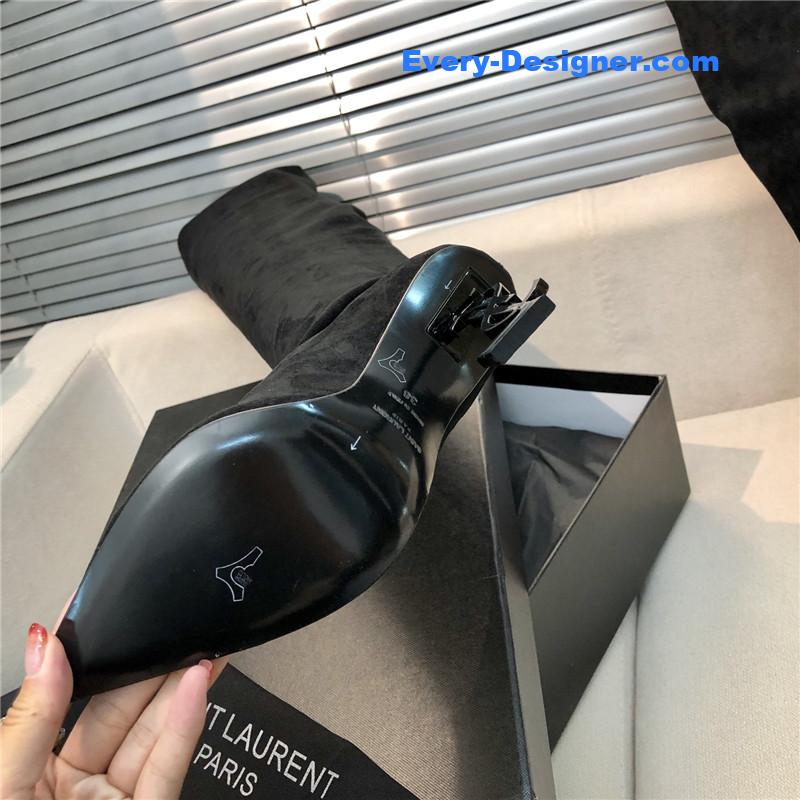 Y51 letter heel pointed toe high heel boots