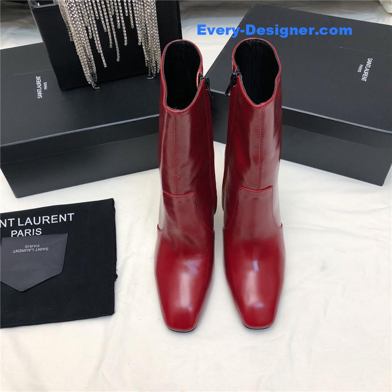 Sa1nt Lau*nt auteuil red leather metal heel booties