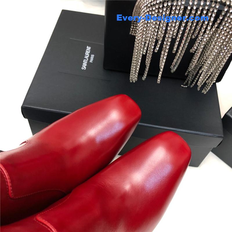 Sa1nt Lau*nt auteuil red leather metal heel booties