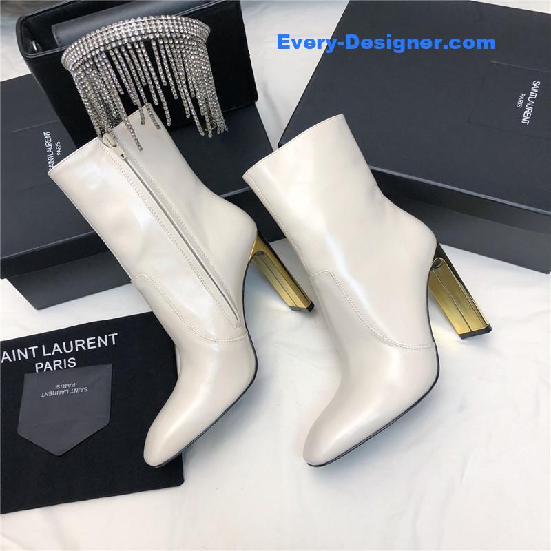 Sa1nt Lau*nt auteuil leather metal heel booties