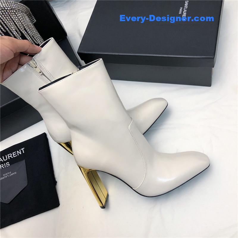 Sa1nt Lau*nt auteuil leather metal heel booties