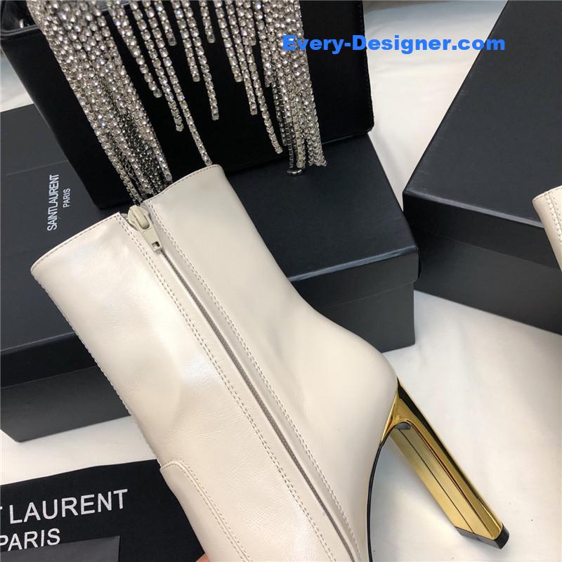 Sa1nt Lau*nt auteuil leather metal heel booties