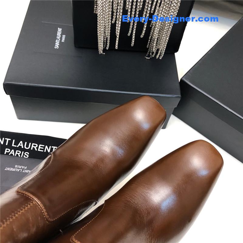 Sa1nt Lau*nt leather high-heeled ankle boots