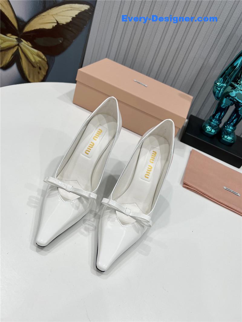 M1um1u new two-color stitching high-heeled sandals