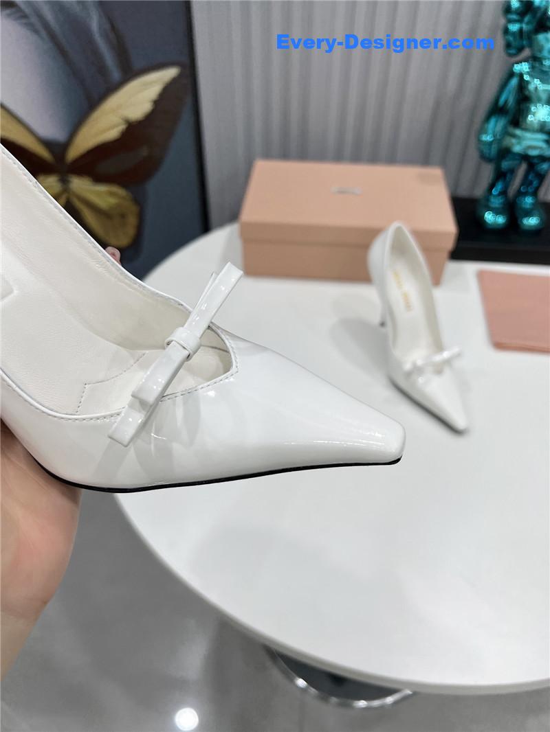 M1um1u new two-color stitching high-heeled sandals