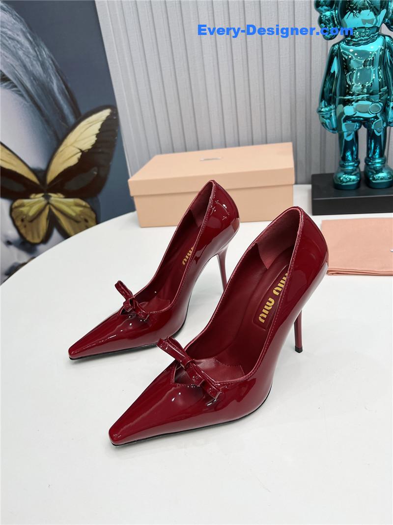 M1um1u new two-color stitching high-heeled sandals