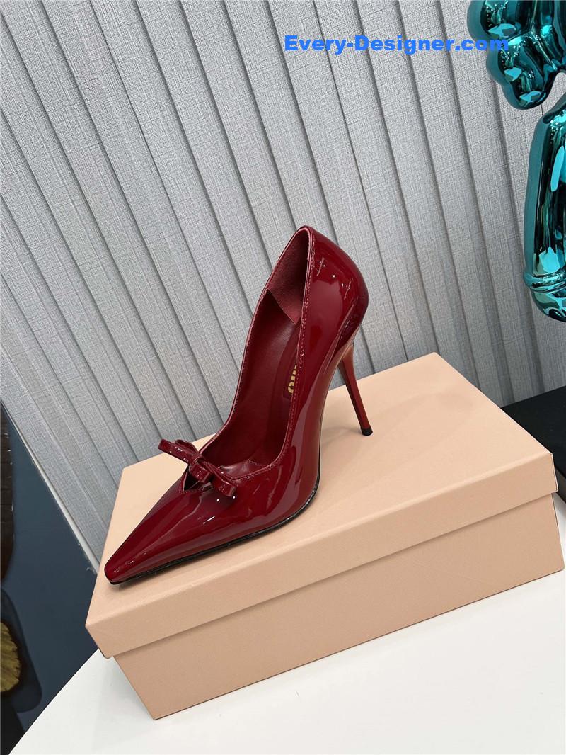 M1um1u new two-color stitching high-heeled sandals