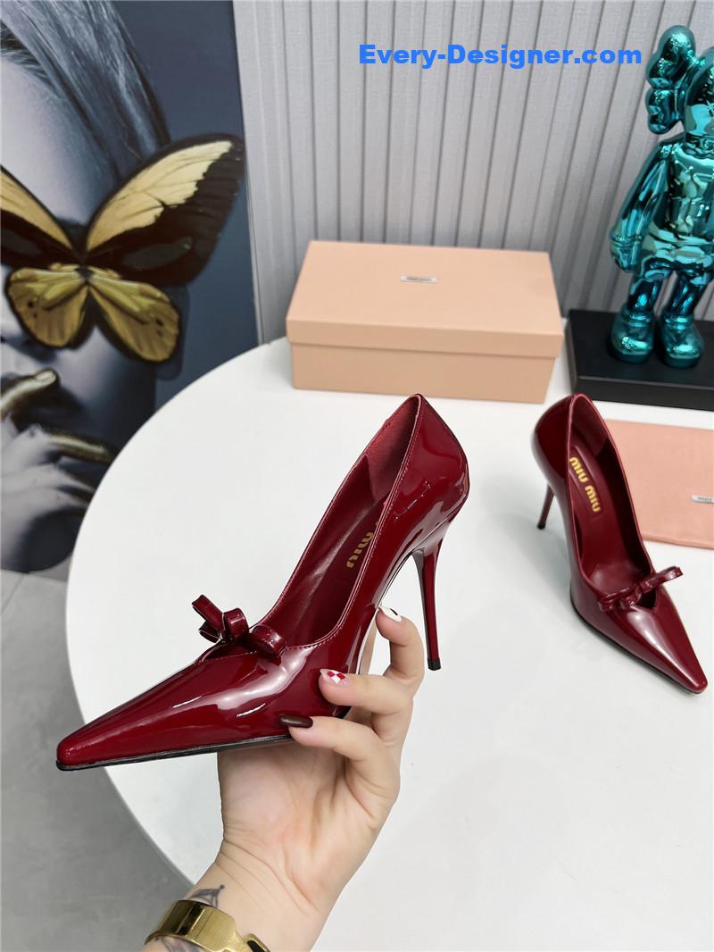 M1um1u new two-color stitching high-heeled sandals