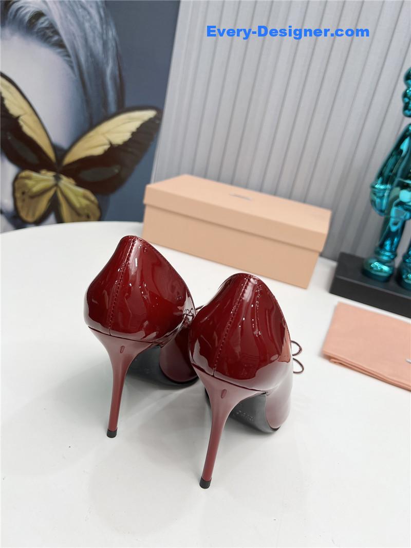 M1um1u new two-color stitching high-heeled sandals