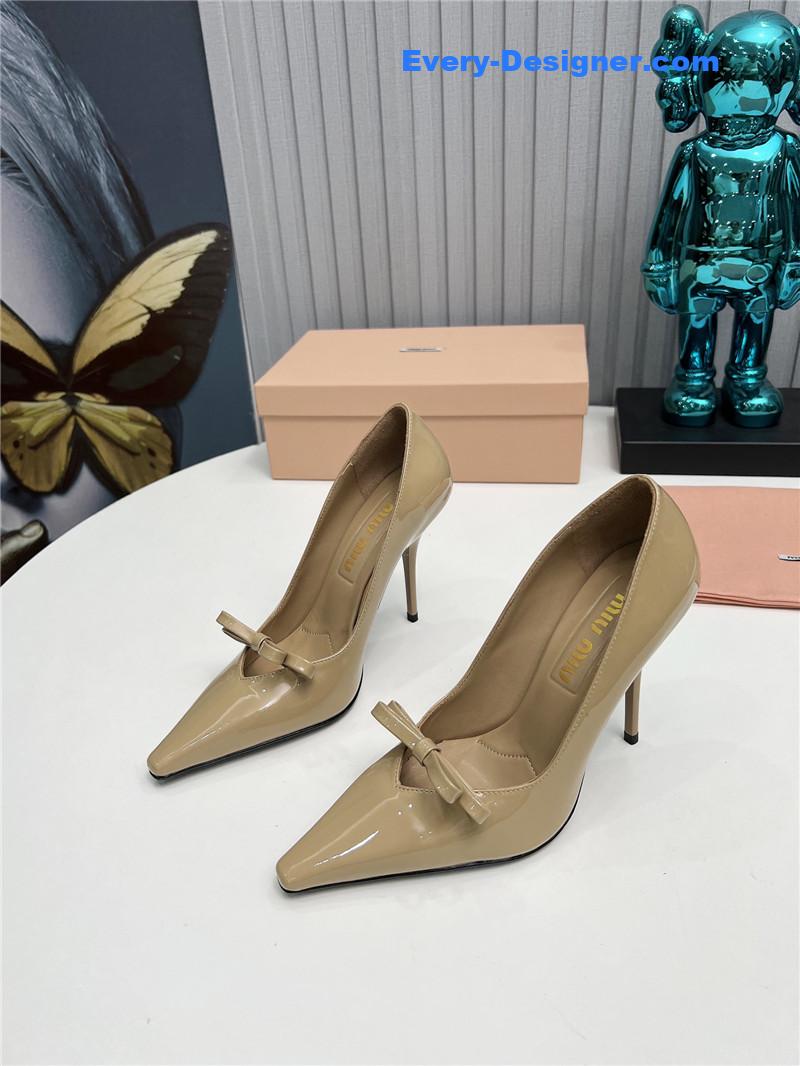 M1um1u new two-color stitching high-heeled sandals