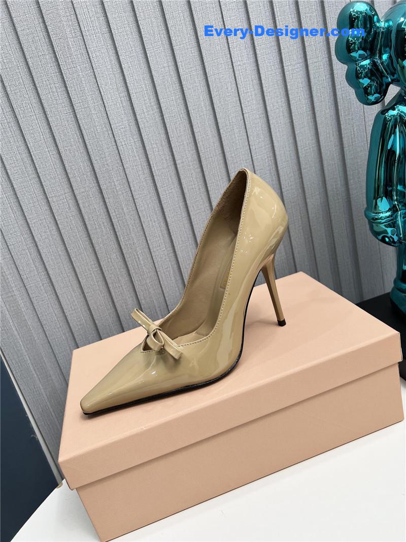 M1um1u new two-color stitching high-heeled sandals