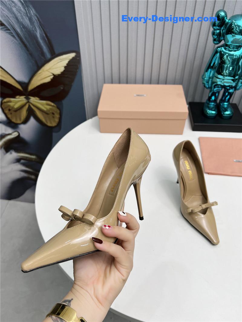 M1um1u new two-color stitching high-heeled sandals