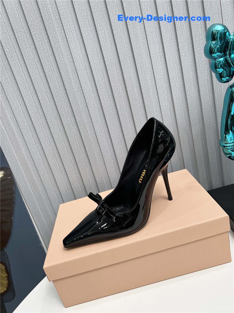 M1um1u new two-color stitching high-heeled sandals