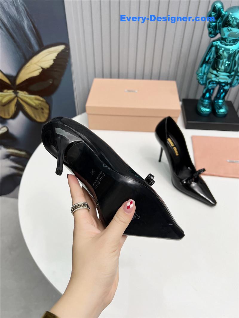 M1um1u new two-color stitching high-heeled sandals