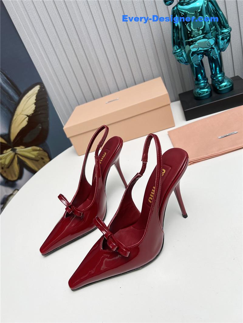 M1um1u new two-color stitching high-heeled sandals
