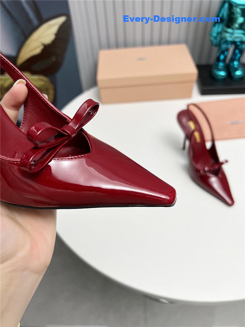 M1um1u new two-color stitching high-heeled sandals