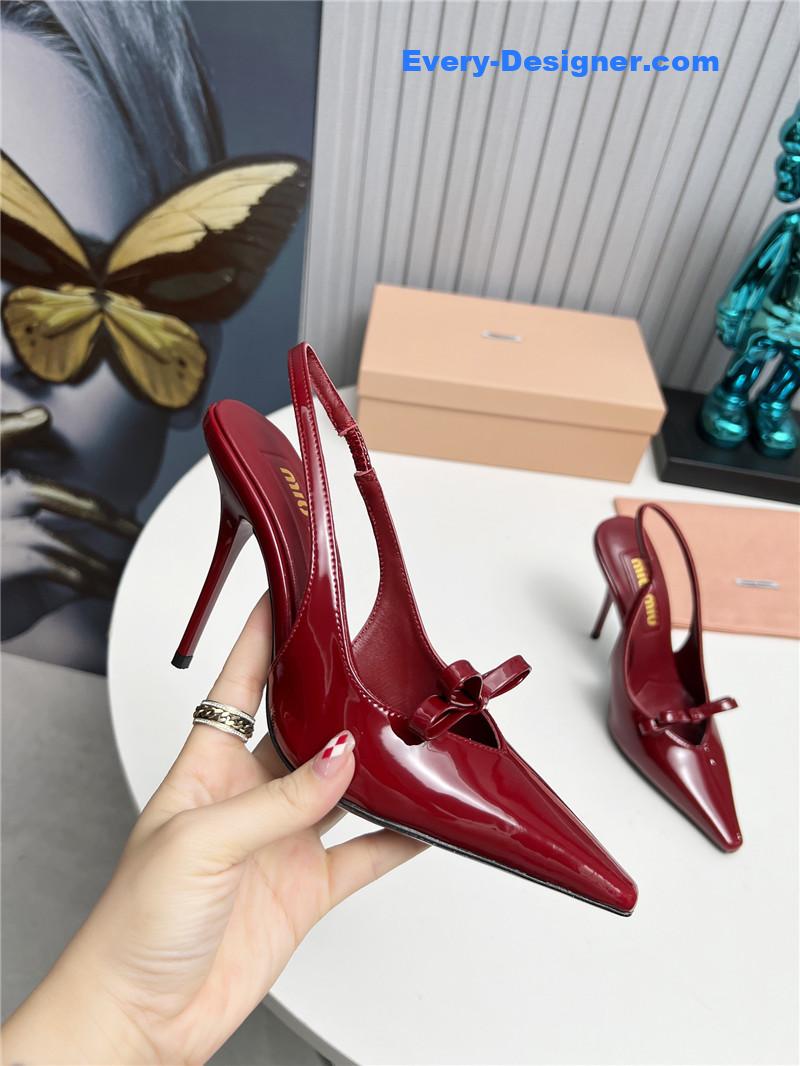 M1um1u new two-color stitching high-heeled sandals