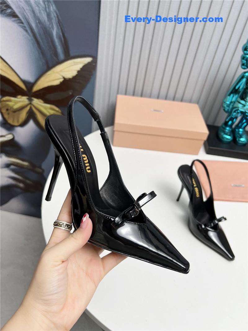 M1um1u new two-color stitching high-heeled sandals
