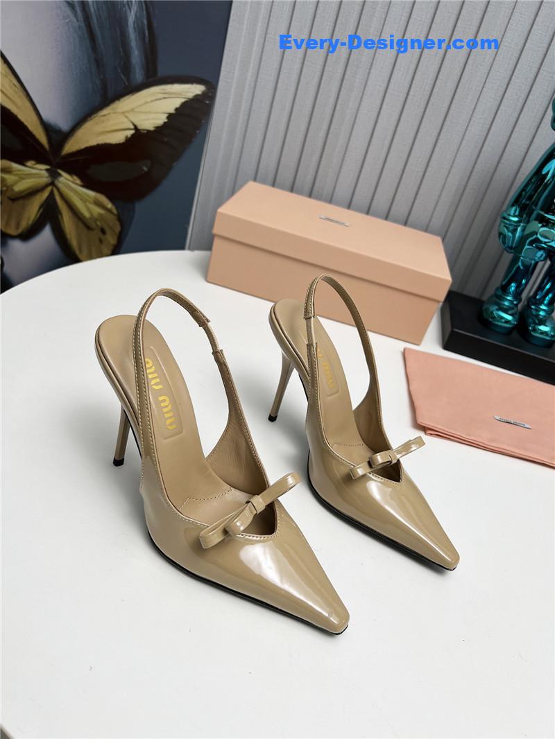 M1um1u new two-color stitching high-heeled sandals