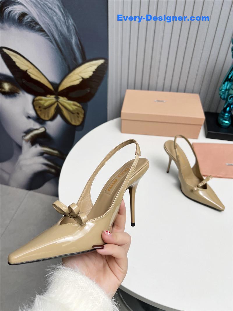 M1um1u new two-color stitching high-heeled sandals