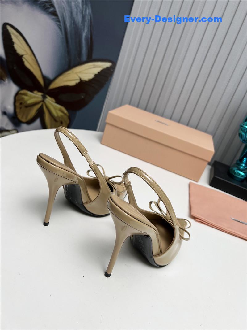 M1um1u new two-color stitching high-heeled sandals