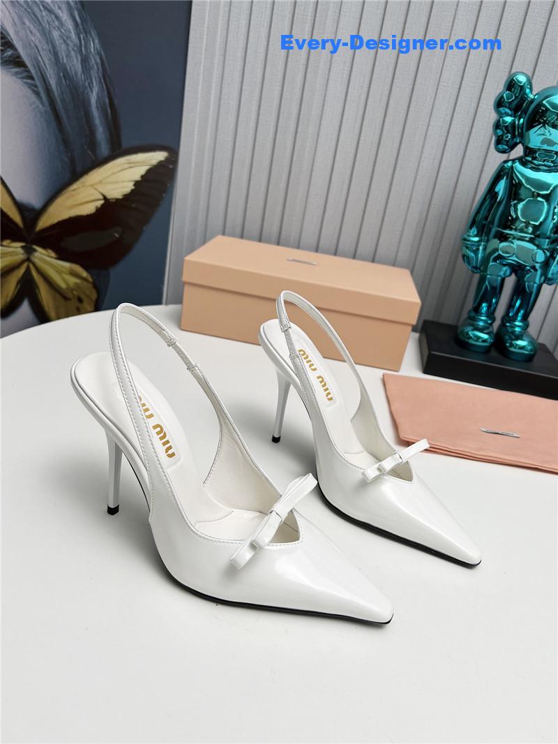 M1um1u new two-color stitching high-heeled sandals