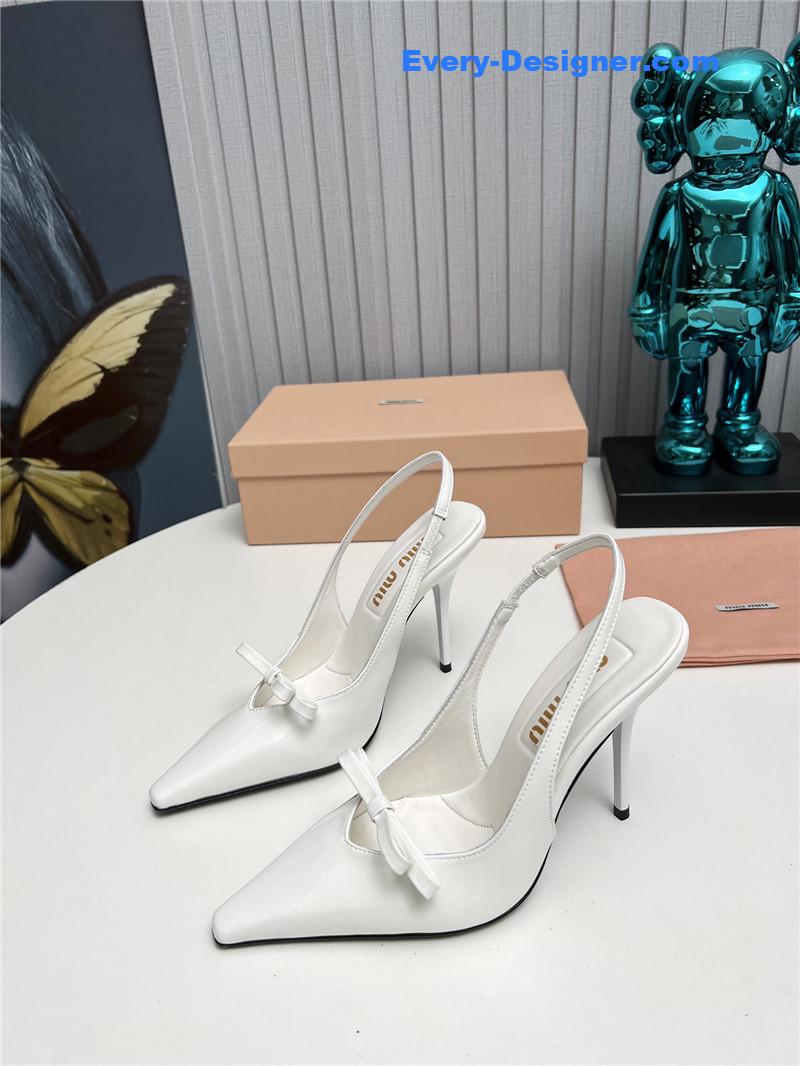 M1um1u new two-color stitching high-heeled sandals