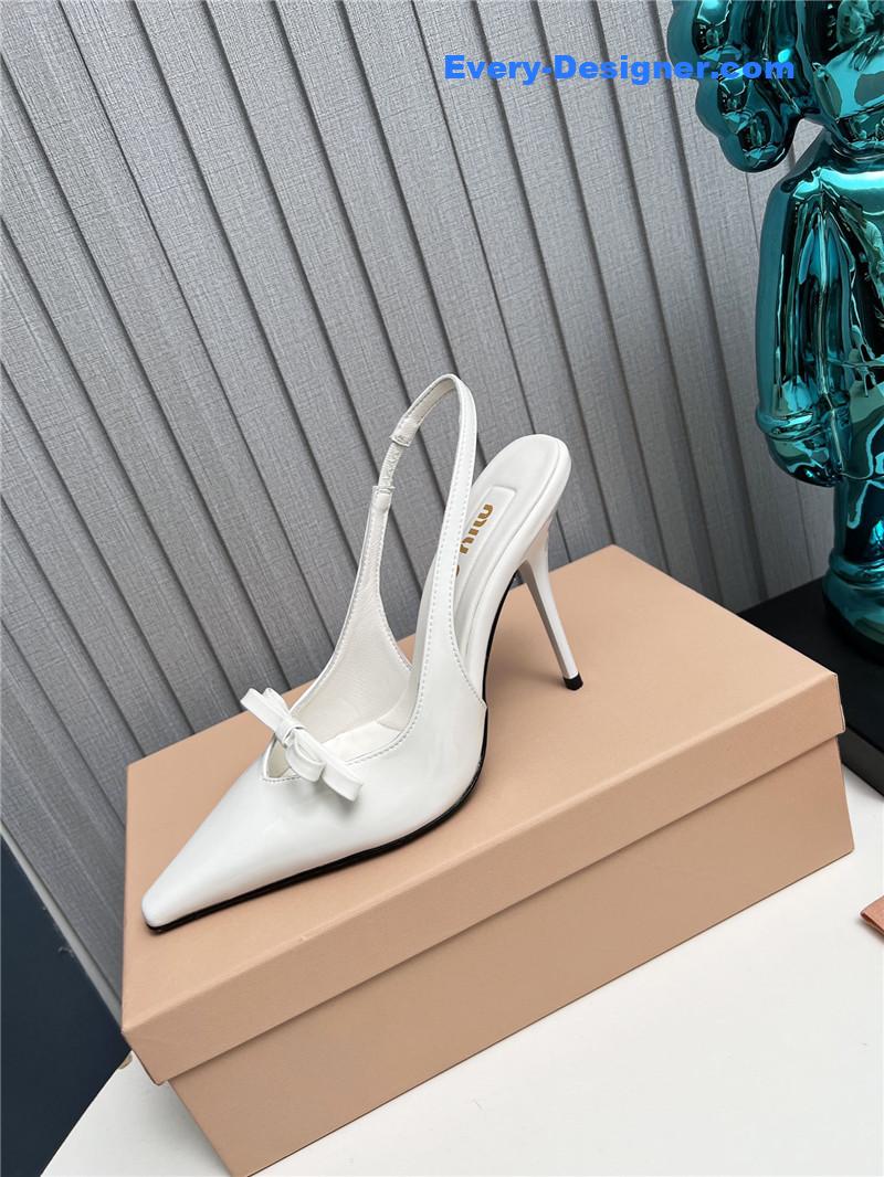 M1um1u new two-color stitching high-heeled sandals