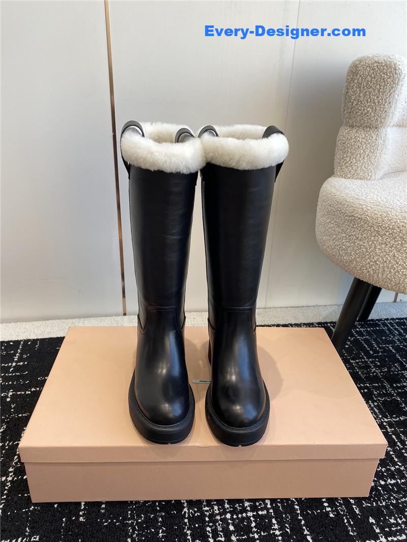 Miu Miu Fumé Black Leather Boots for Women