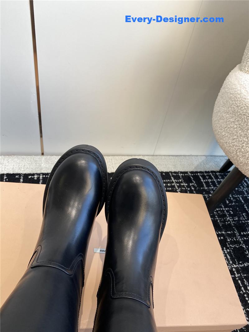 Miu Miu Fumé Black Leather Boots for Women
