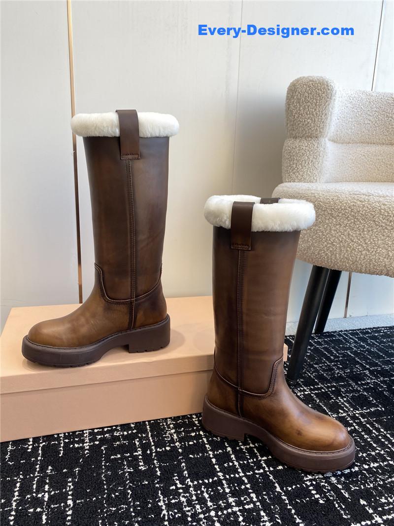 Miu Miu Fumé Leather Boots for Women