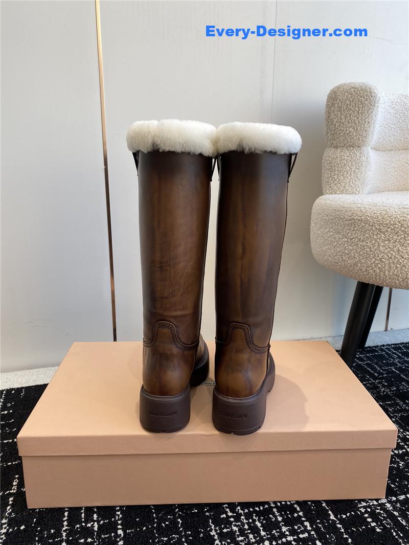 Miu Miu Fumé Leather Boots for Women