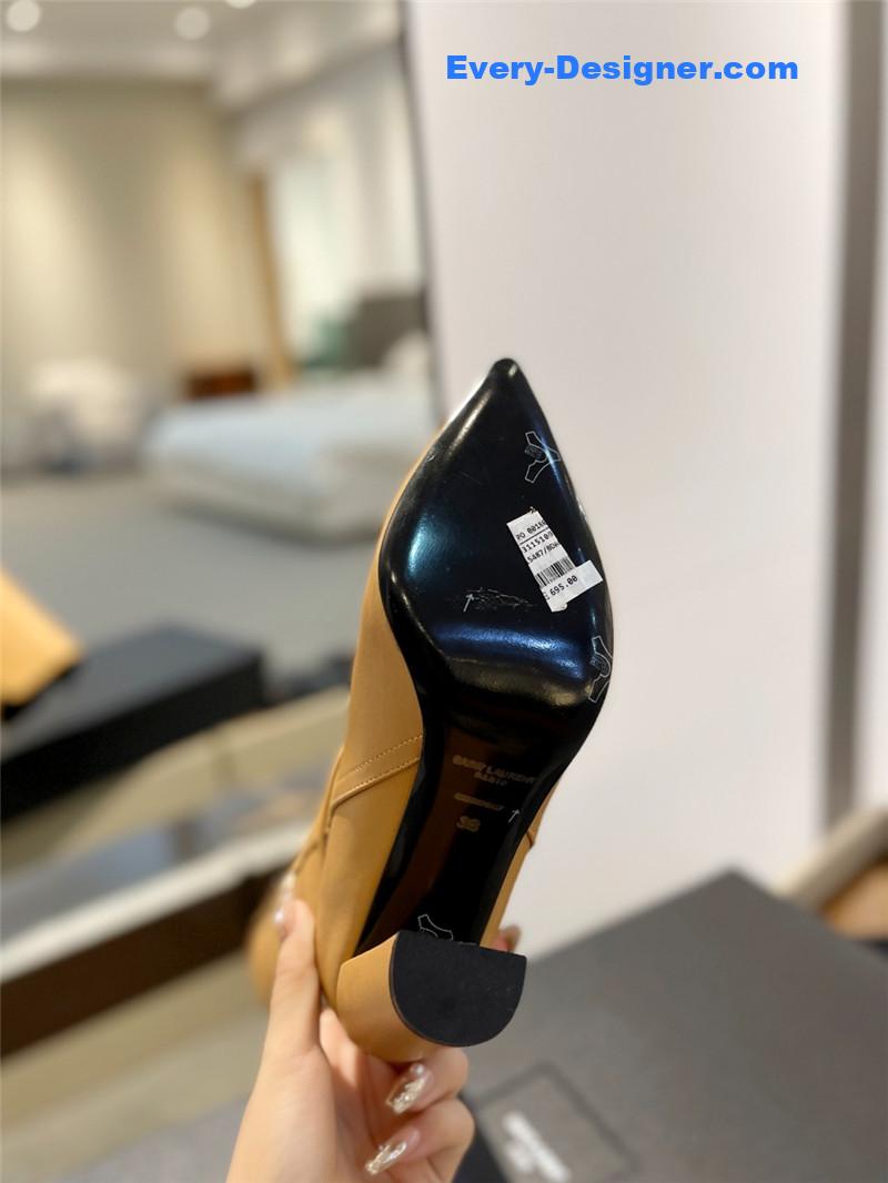 Sa1nt Lau*nt yellow leather knee-high boots