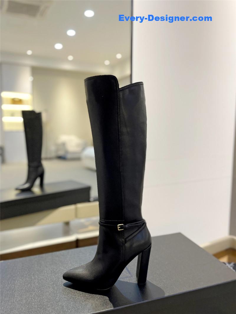 Sa1nt Lau*nt leather knee-high boots