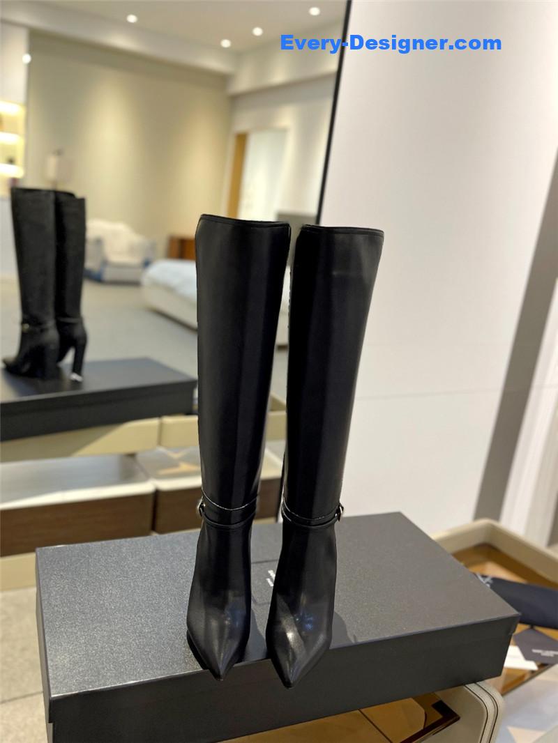 Sa1nt Lau*nt leather knee-high boots