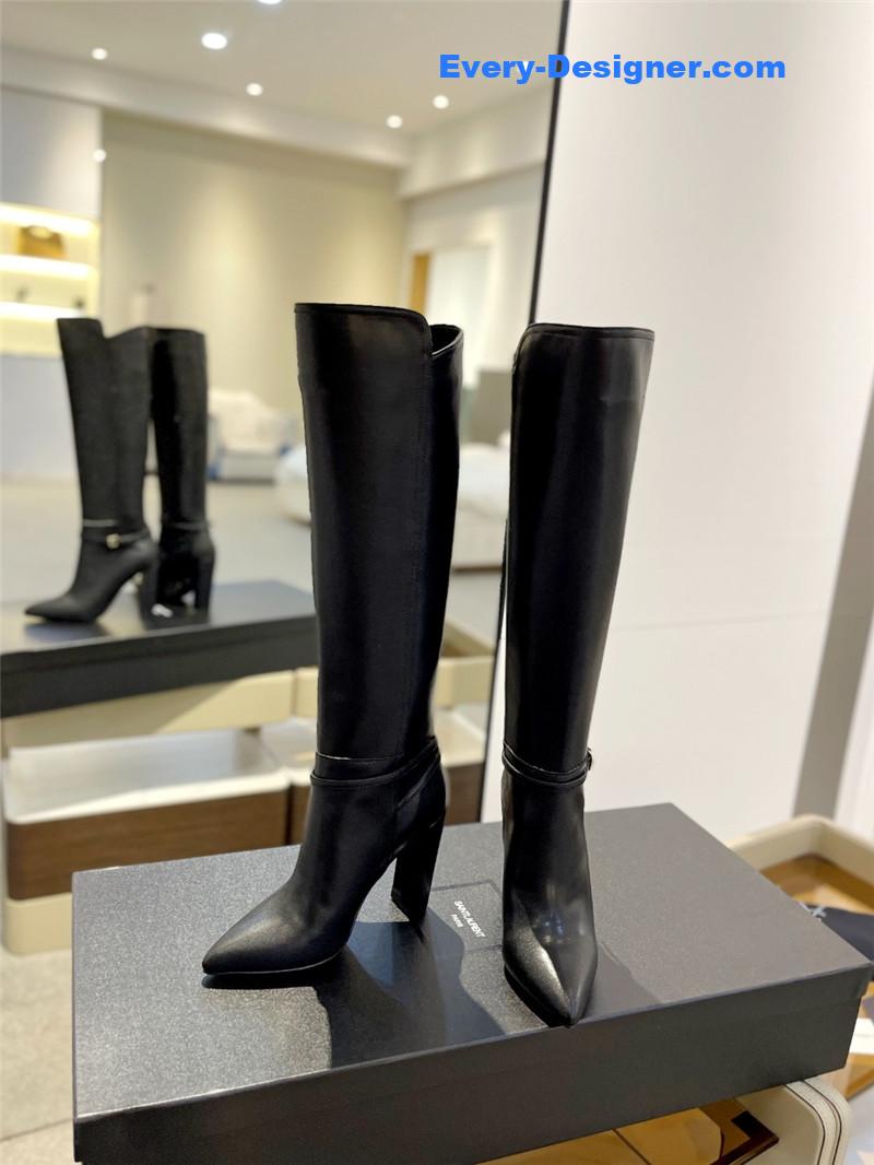 Sa1nt Lau*nt leather knee-high boots