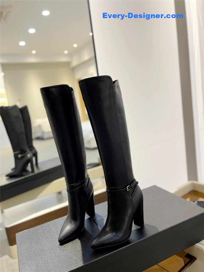 Sa1nt Lau*nt leather knee-high boots