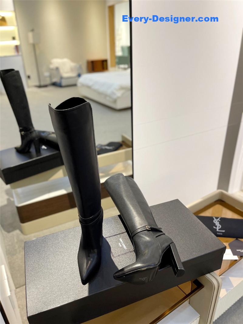 Sa1nt Lau*nt leather knee-high boots